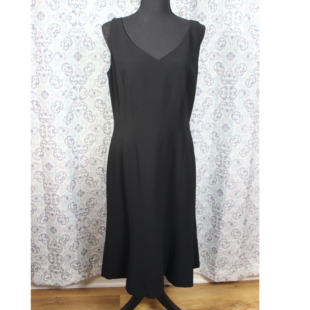 Ann Taylor Dress Size 2 Sheath Black Sleeveless V-Neck Career Professional